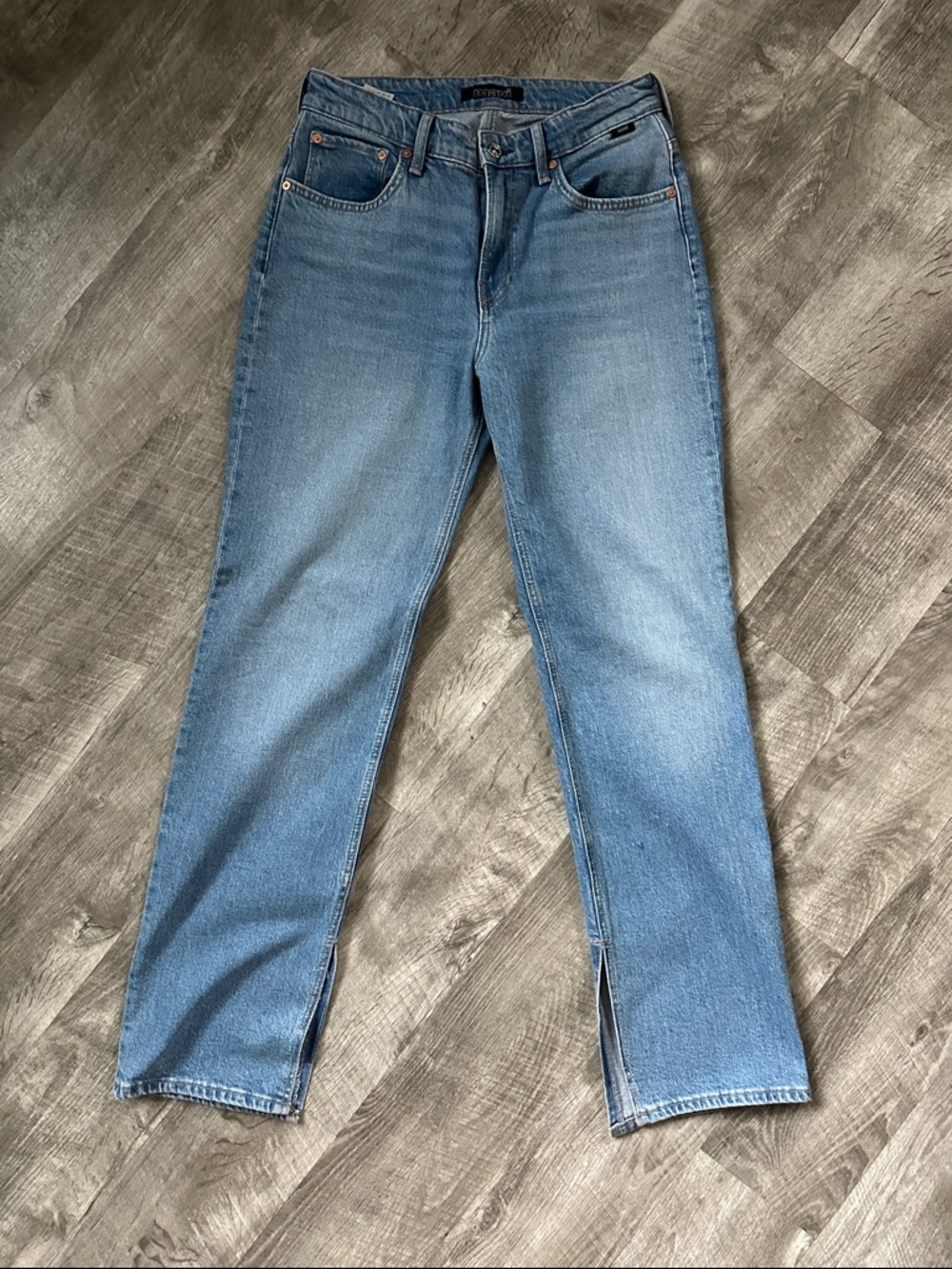 Mavi Paris Slit High-Rise Slim Straight Jeans - Light Blue